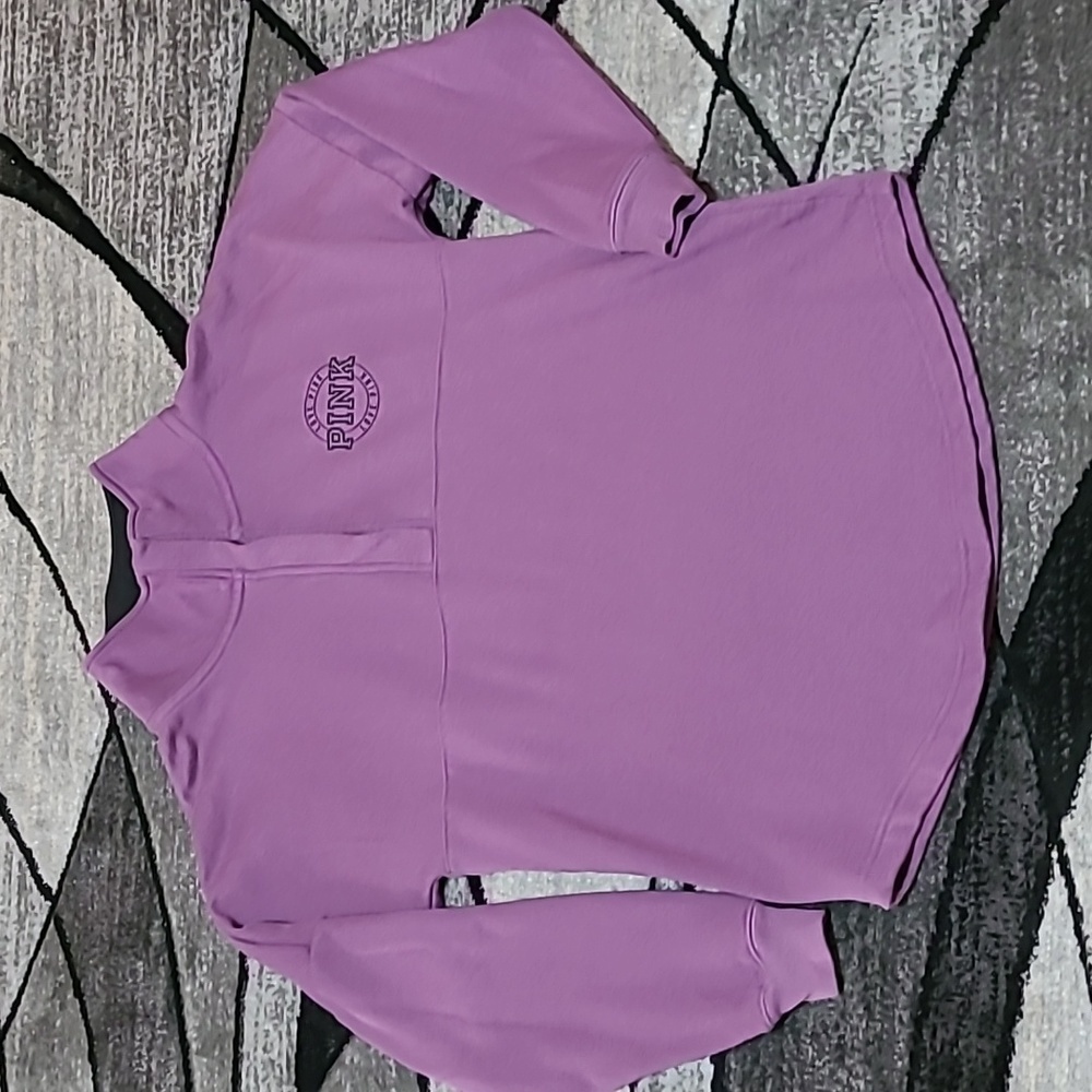 VS PINK 2016 CAMPUS QUARTER-SNAP COWL-NECK PURPLE SWEATSHIRT